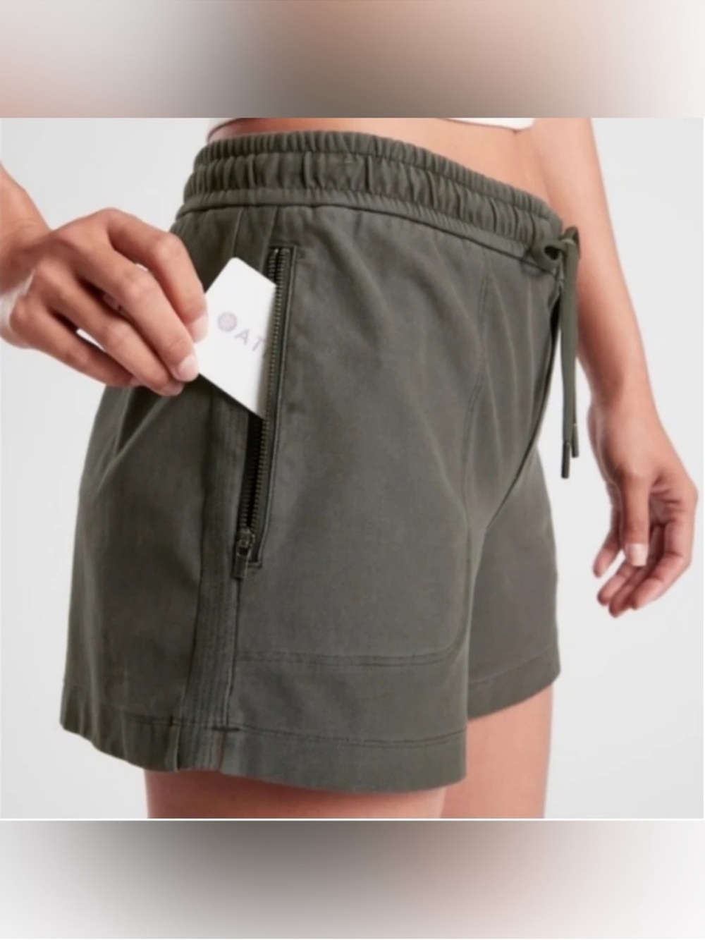 Athleta Farallon Drawstring Sweat Shorts Washed Gray Size 8 Tall